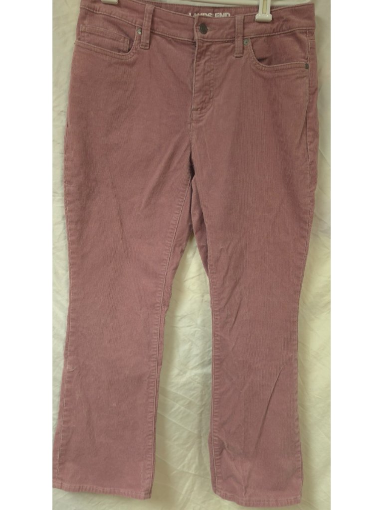 Lands End Womens Jr 8 Rose Pink Mid Rise 5 Pockets Bootcut Corduroy Pants 30x28